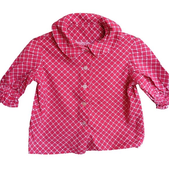 Girls 5 Vintage Top 1950's Red/White Polka Dot Peter Pan Collar Handmade 1OF1 - Picture 1 of 5